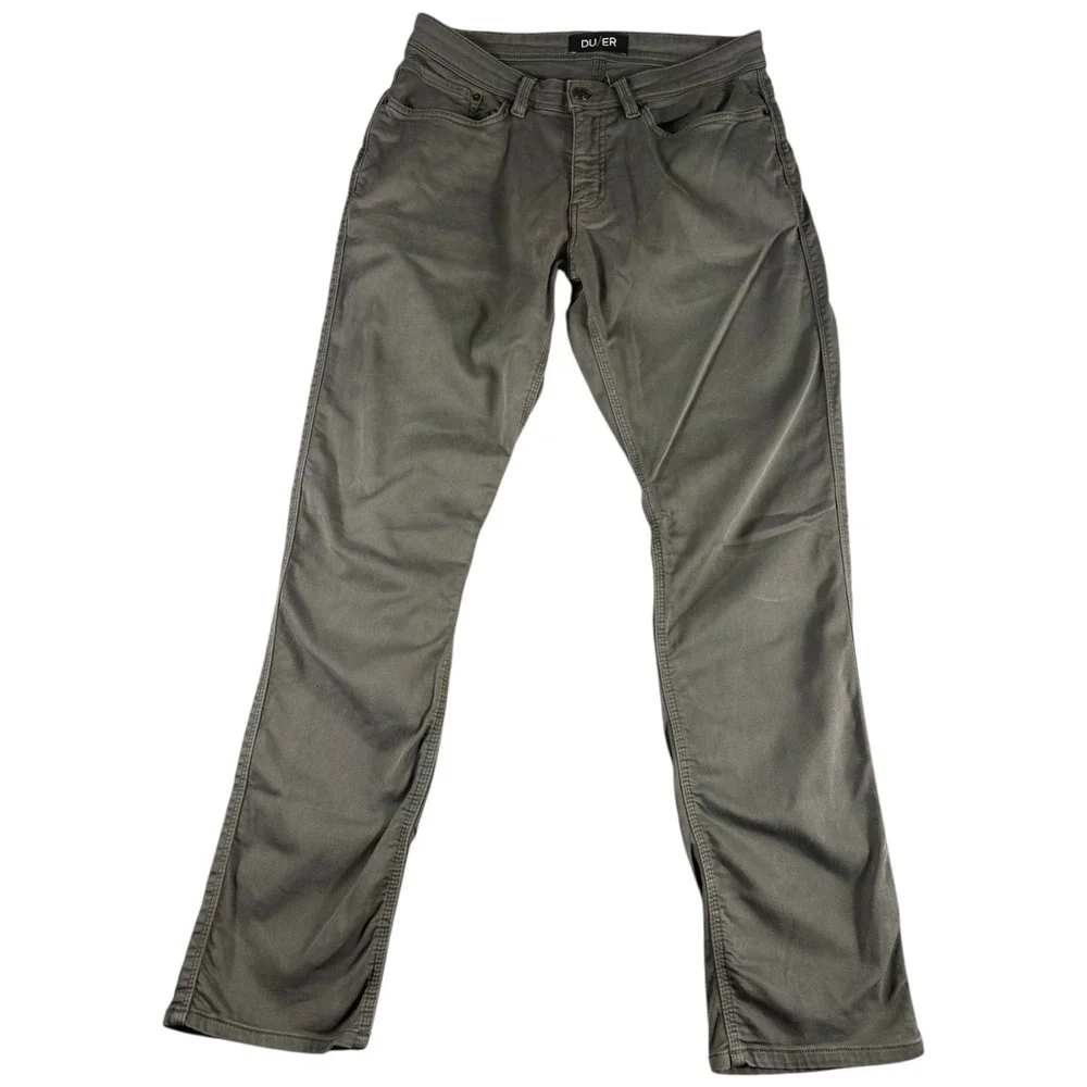 DU/ER Performance Pants Mens 32x34 Gray Rugged Stretch Wear Relaxed Tapered Leg